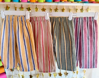 100% Cotton Striped Baby Pants | Neutral Toddler Clothing, Organic Style, Handmade Kids Outfit