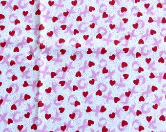Valentine Heart Fabric, Pink & Red, 2 Yards