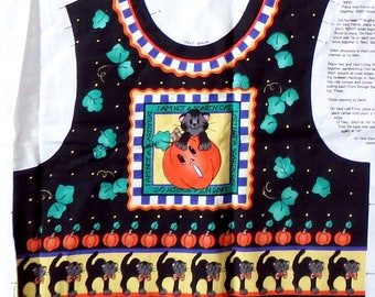 Halloween Vest Fabric Panel, Cut and Sew, Scaredy Cat Design
