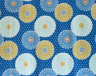 Blue Zinnia Fabric by Richloom, Geometric Floral Print, 1.5 Yards