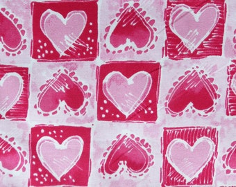 Pink and Red Heart Fabric, Valentine's Day Material, By the Yard