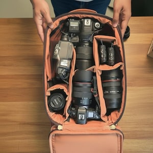 Sac à dos photo en cuir personnalisé, sac pour appareil photo reflex numérique vintage, sac à dos photo fait main, cadeau pour photographe, sac à dos photo de voyage