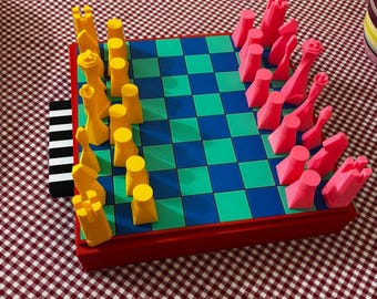 Buntes Schach und Dame Set, kompaktes Brettspiel, Kaffeetischdekor