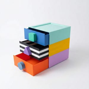 Kolorowy organizer na biurko – zestaw 3 szuflad, piętrowy, inspiracja Bauhaus
