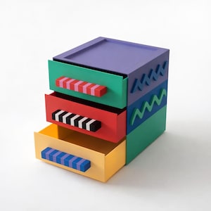 Memphis Style Stackable Desk Organizer |  Drawer Box