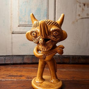 Vintage Portuguese Ceramic Devil Figurine by António Ramalho | Folk Art Sculpture | Rosa Ramalho | 20 cm