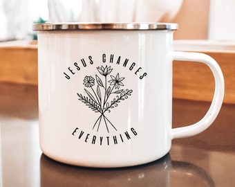 Jesus Changes Everything Inspirational Mug | Christian Coffee Mug | Bible Verse Mug | Christian Gift for Women | Scripture Mug