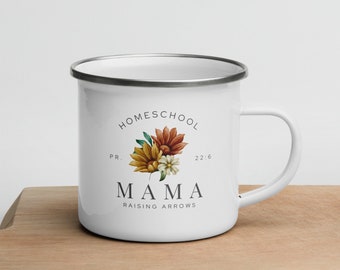 Homeschool Mama Coffee Mug, Homeschool Mug, Homeschool Mom Gift, Raising Arrows, Enamel Mug, Homeschool mama, homeschool mug