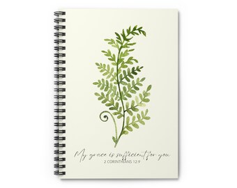 Spiral Notebook, My Grace is Sufficient for You, Prayer Journal, Daily Gratitude Journal, Christian Notebook, Sermon Notes, Gift for Her