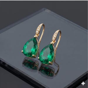 14K Gold kolumbianischer Smaragd Ohrringe: Statement Ohrringe, Mai Geburtsstein