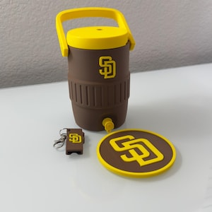 San Diego Padres dryckesdispenserset | Basebollfanpresent | Anpassad brun & guld dryckeskyl | Sportfestdekor | MLB-inspirerad dryckeshol bild 2