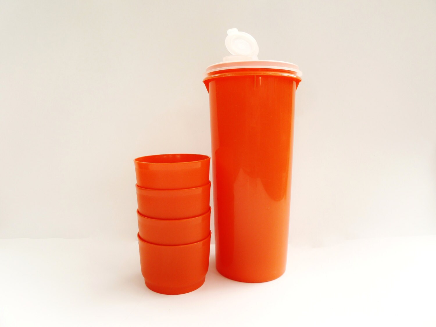 Orange Tupperware Juice Canister with Lid and 4 Matching Juice Etsy