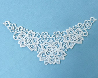Bridal White Upscale Lace Applique with Floral Pattern