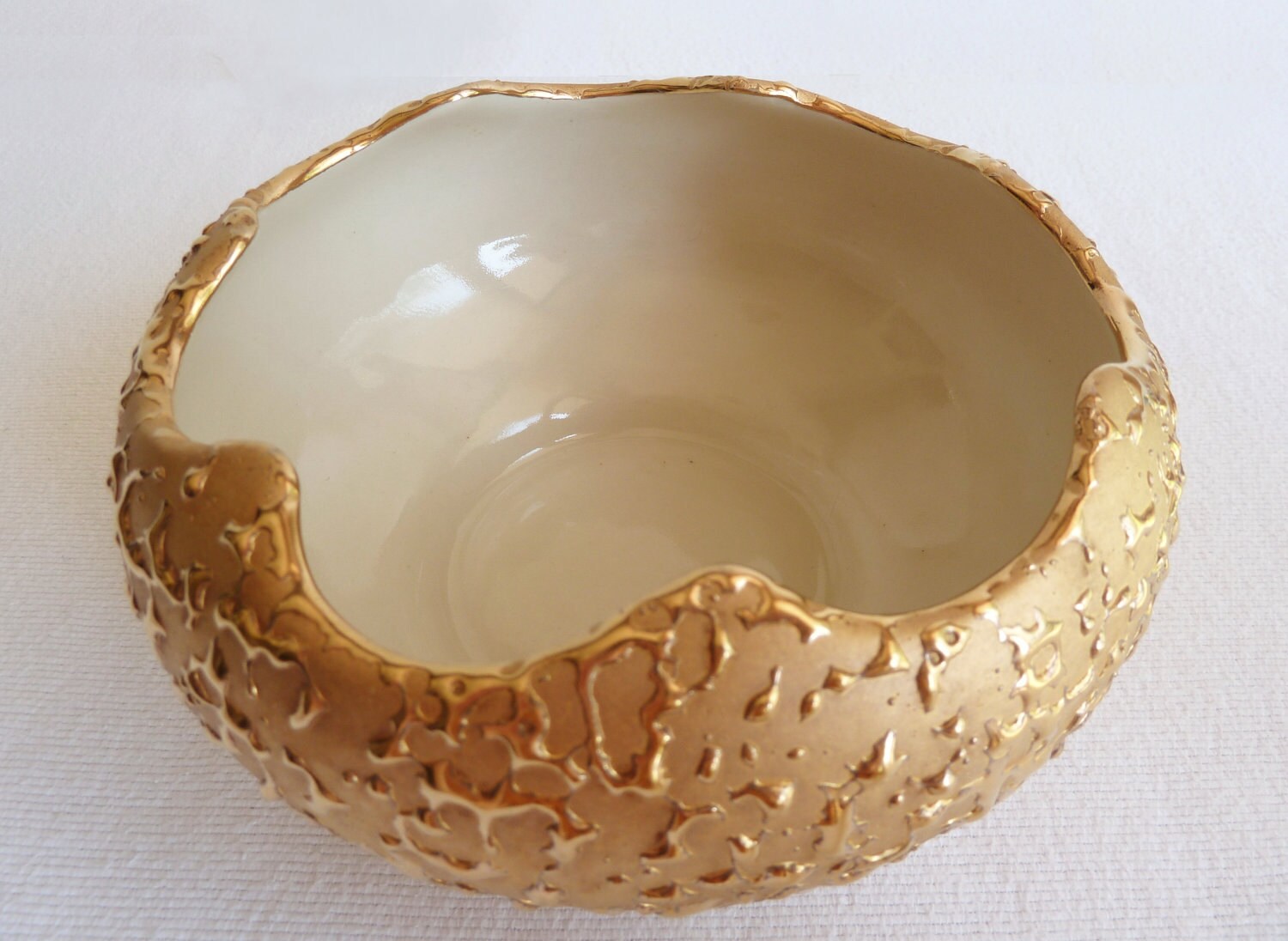 Weeping Bright Gold Bowl 22K Handpainted Kingwood Ceramics Etsy