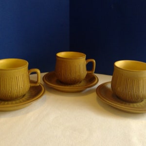 Red Wing Three Sets of Adobe Cups and Saucers