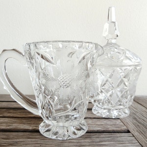 Retro Cream and Sugar Bowl Set Cut Crystal