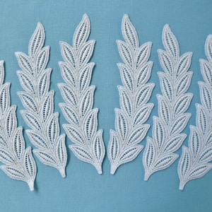Bridal White Lace Applique with Leaf Pattern - Set of 6