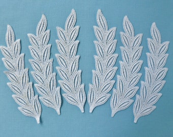 Bridal White Lace Applique with Leaf Pattern - Set of 6