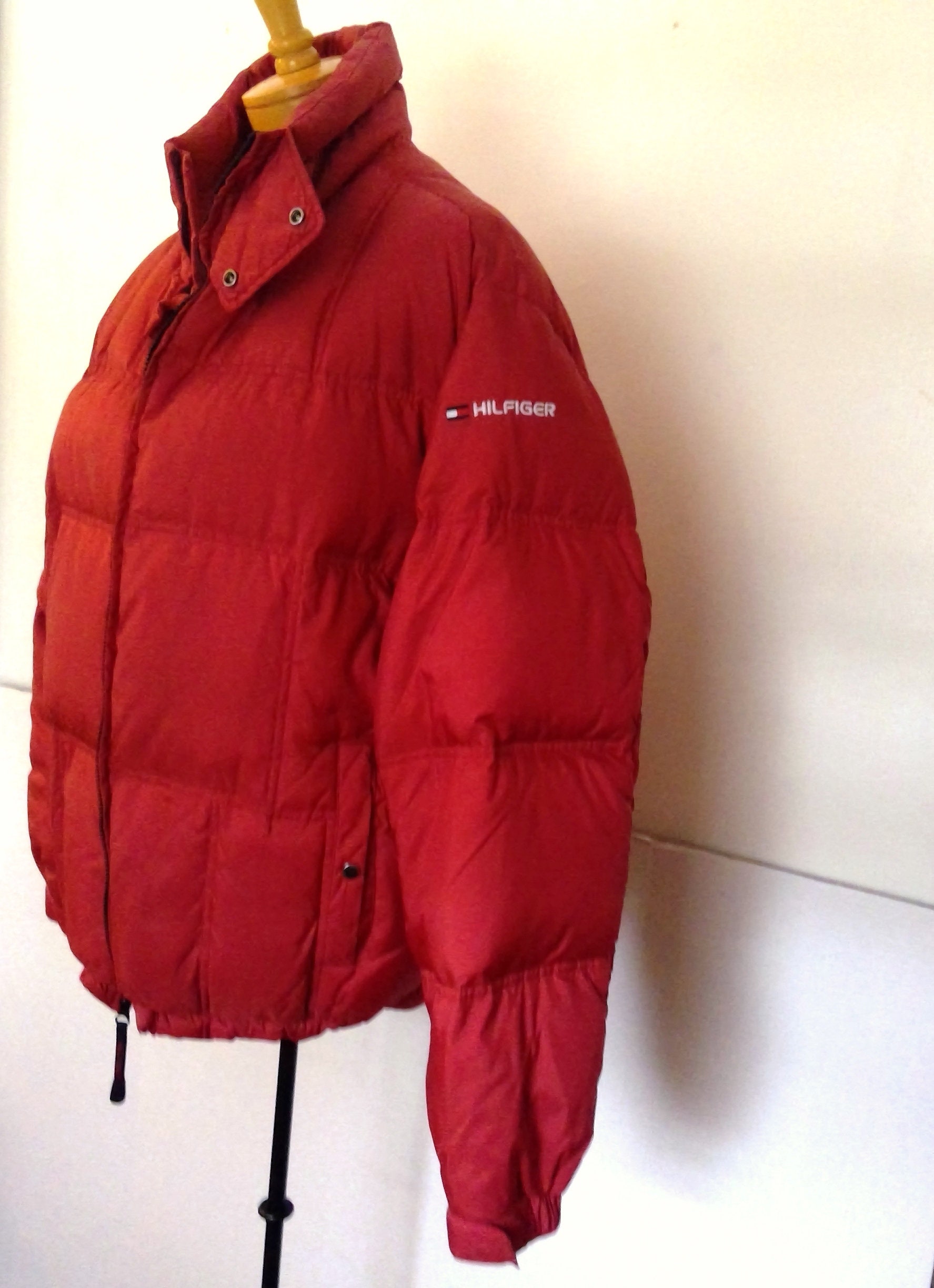 Tommy Hilfiger Red Puffer Jacket - Etsy