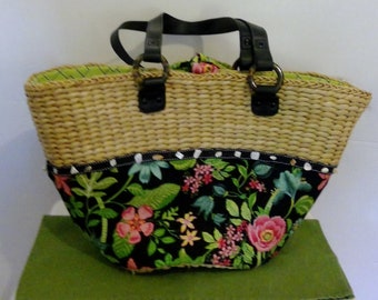 Vera Bradley Straw and Cotton Large Beach Style Tote Bag