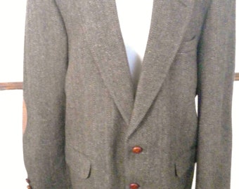 Hunt Valley Men's Tweed Jacket With Leather Trim