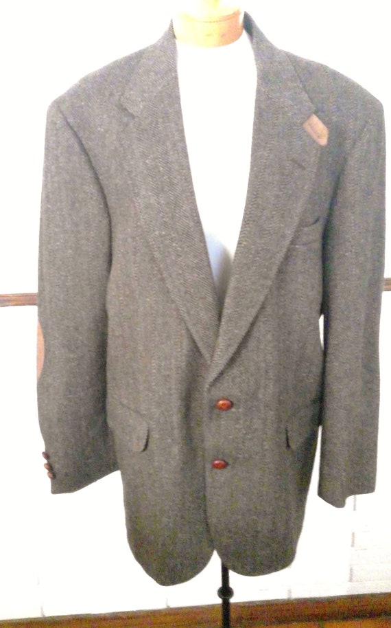 Hunt Valley Men's Tweed Jacket With Leather Trim