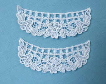 Bridal White Lace Applique with Floral Pattern - Set of 2