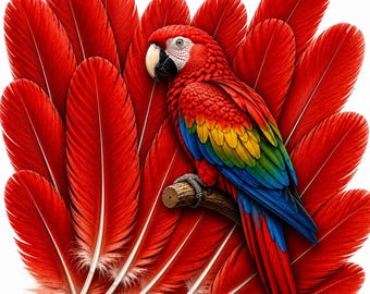 Vibrant parrot feathers from Yoruba Land. Humanely sourced.