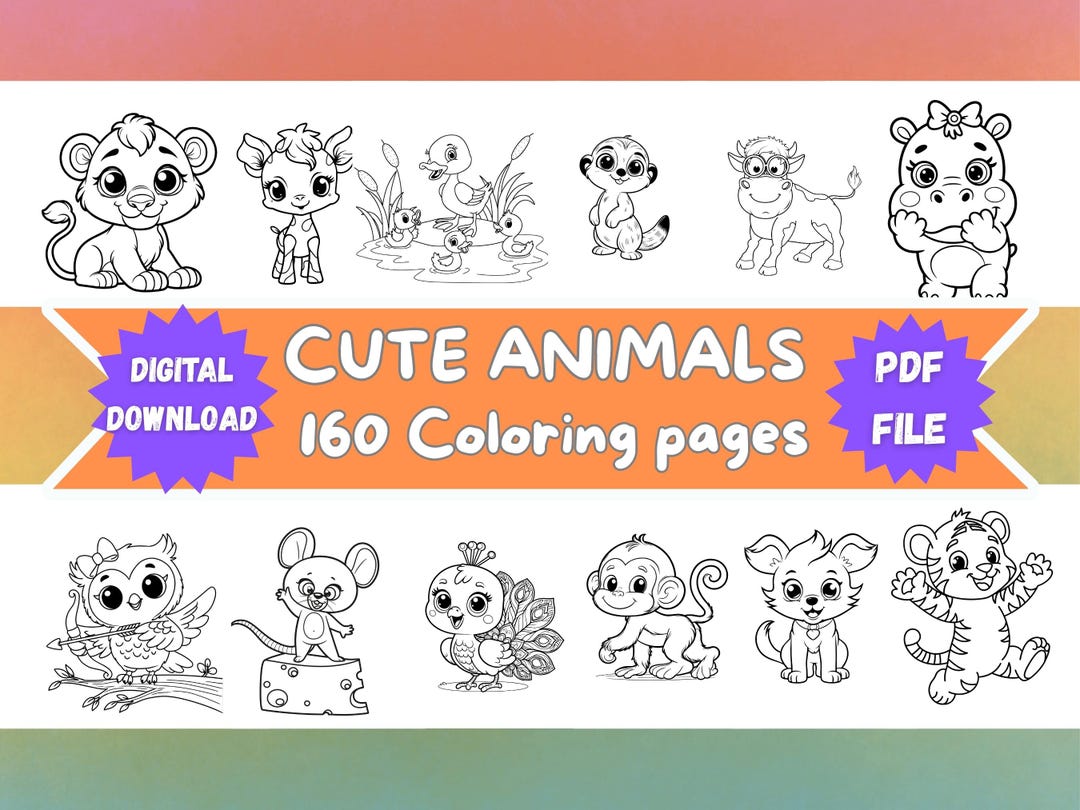 160 Animals Coloring Pages for Kids | PDF File (A4, US Letter
