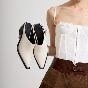 ポインテッドトゥ / ハイヒール / ミュール / エレガント / ミニマル / スリッポン