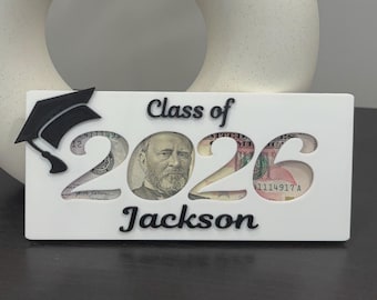 Portamonedas de graduación personalizado con año de graduación recortado, nombre personalizado, portamonedas para regalo de graduación.