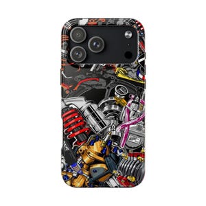 Coque pour portable Pièces de moteur de moto | Collage de composants mécaniques de course