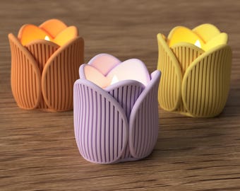 Blooming Tulip Tealight Holder 3D Printed Flower Candle Lantern | Spring Home Decor | Mothers Day Gift for Mom | Floral Table Centerpiece