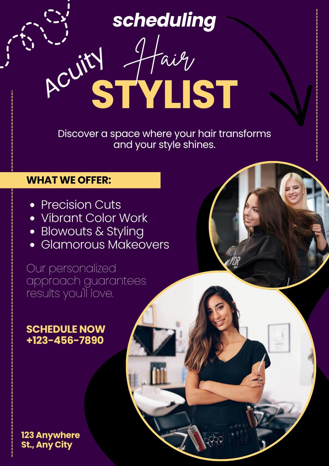 Hair Stylist Acuity Scheduling Banner Templates, Beauty Booking Website ...
