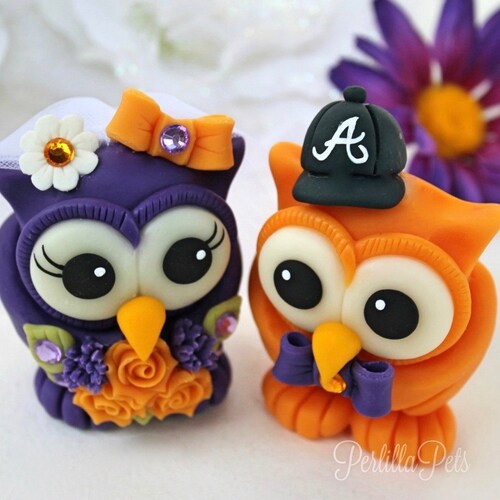 Wedding cake topper, bride and groom owl cake topper, custom hand shops made personalized fall wedding