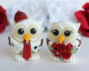 Tattoo owl wedding cake topper, rockabilly wedding, rockabilly rock n roll alternative vintage retro wedding, custom love bird topper