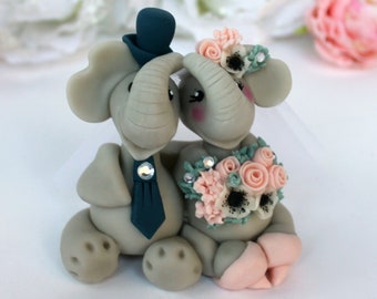 Elephant wedding, cake topper, wedding party gift, unique wedding cake topper, bride and groom custom cake topper