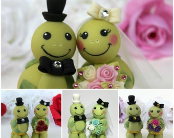 Turtle wedding cake topper love turtles bride and groom with Turtle wedding cake topper love turtles bride and groom with
