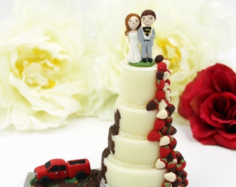 Réplique de gâteau ornement de mariage personnalisé, cadeau de couple de 1er anniversaire juste marié, ornement de Noël pour jeunes mariés, réplique miniature de mini gâteau