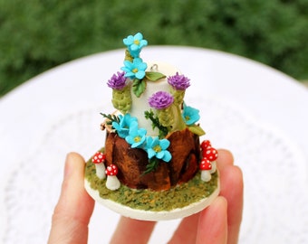 Miniature wedding cake, wedding cake ornament, miniature replica, 1st 10 year 5th anniversary gift for wife husband, miniature food