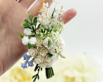 Bouquet replica ornament, miniature bouquet, 1st anniversary gift, just married gift for couple, miniature roses, wife birthday gift