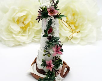 Wedding cake ornament, cake replica miniature, married ornament, wedding 1st anniversary gift, gift for wife for husband, Christmas ornament