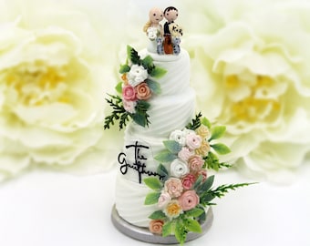 Wedding cake ornament replica, first anniversary gift for husband wife couples, custom cake married ornament, miniature mini cake replica