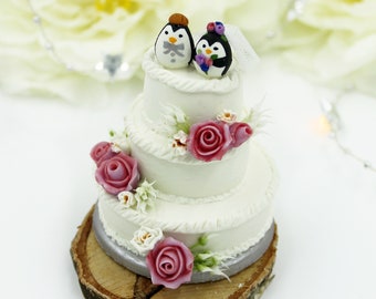 Réplique d'ornement de gâteau de mariage, mini ornement de souvenir de gâteau, cadeau de couples de 1er anniversaire, cadeau d'anniversaire de femme, cadeau d'anniversaire de mariage