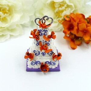 Miniature replica wedding cake, mini cake custom anniversary ornament keepsake, Christmas ornament, anniversary personalized couples gift