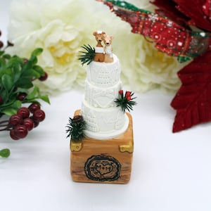 Wedding cake replica ornament, miniature food, 1st anniversary couples Christmas Valentines gift, mini wedding cake, custom wedding gift,
