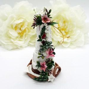 Wedding cake ornament, cake replica miniature, married ornament, wedding 1st anniversary gift, gift for wife for husband, Christmas ornament