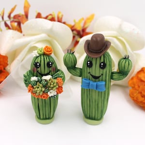 Topper per torta nuziale con cactus succulento nel deserto con cane, statuette di saguaro per sposi, topper per torta rustico per Mr e Mrs