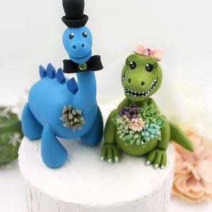 Dinosaurier Hochzeit T-rex Tortenstecker, Mr & Mrs rustikale Tier personalisiert Jurassic Park Braut und Bräutigam Brontosaurus Hochzeitstorte Topper Bild 6