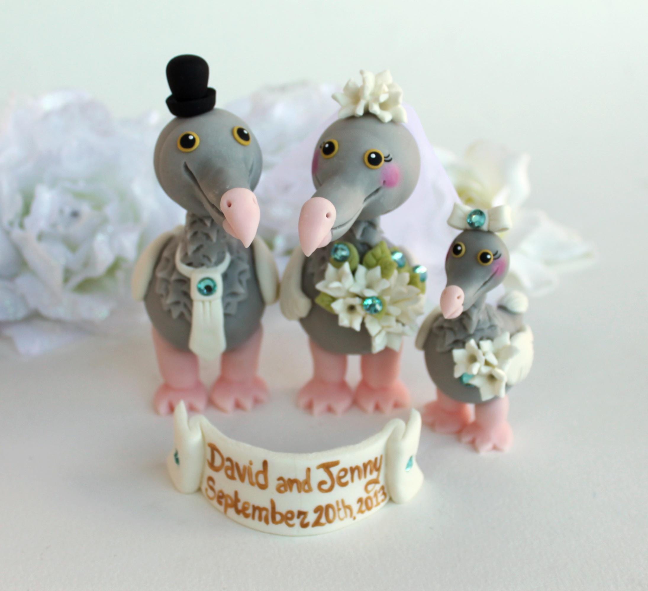 Custom Dodo Bird Wedding Cake Topper, Love Bird Bride and Groom ...